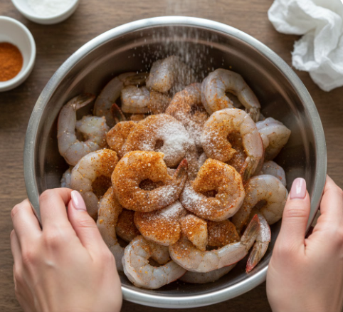 Step 1: Season the shrimp
