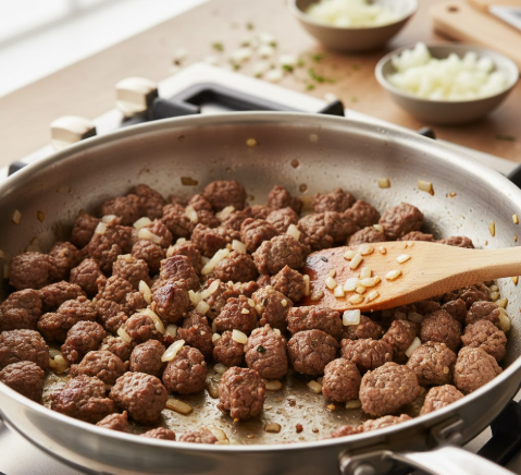 Step 2: Brown the Ground Meat and Onions