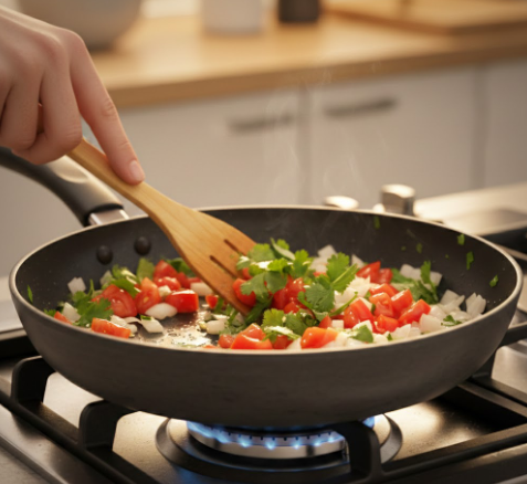 Step 3: Cook the vegetables briefly
