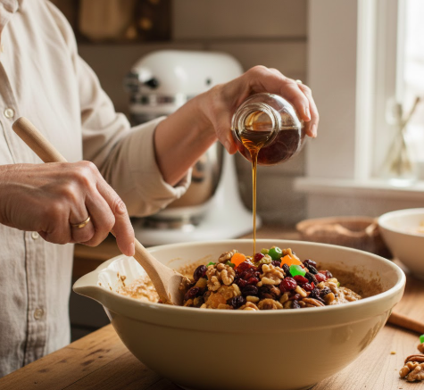 Step 5: Add Syrup, Fruit, and Nuts