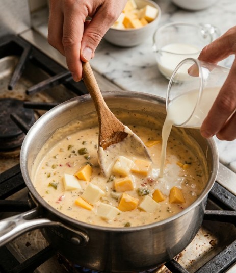 Step 5 — Combine cheese and milk