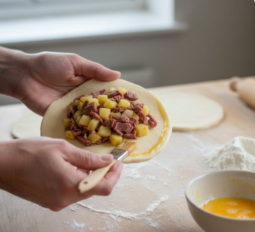 Step 9 — Egg wash the rim