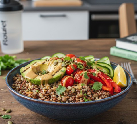 9. Vegan Lentil and Quinoa Bowl