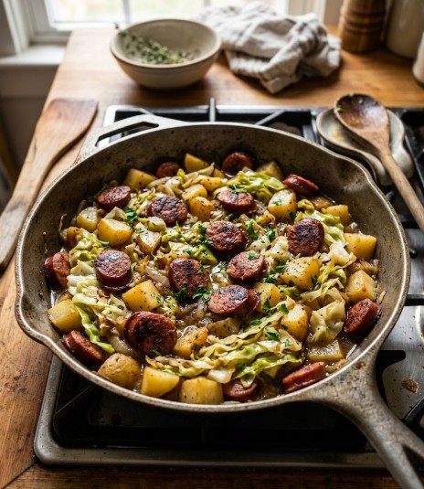 How to Make Rustic Cabbage, Potatoes, and Sausage Skillet: Step-by-Step Instructions
