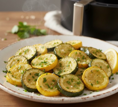 Plating and Serving the Air Fryer Squash and Zucchini