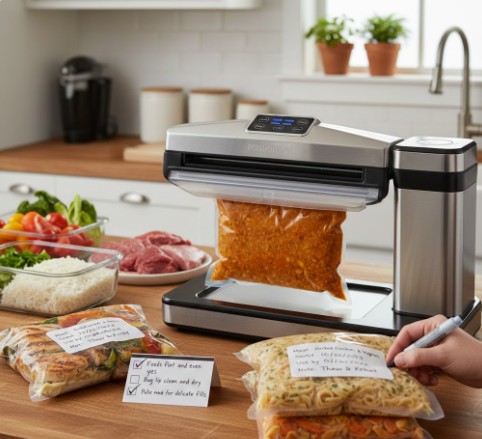 Preparing Ingredients for Vacuum Seal Meal Prep  