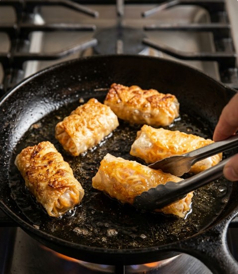 Step 4: Brown the dumplings in a pan
